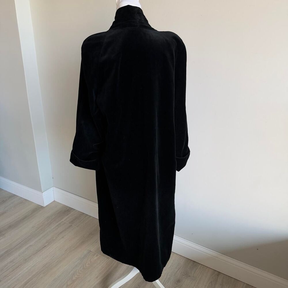 JS Collections Women's Small Black Velvet Long Opera Coat Vintage Old Money Glam - Picture 3 of 7